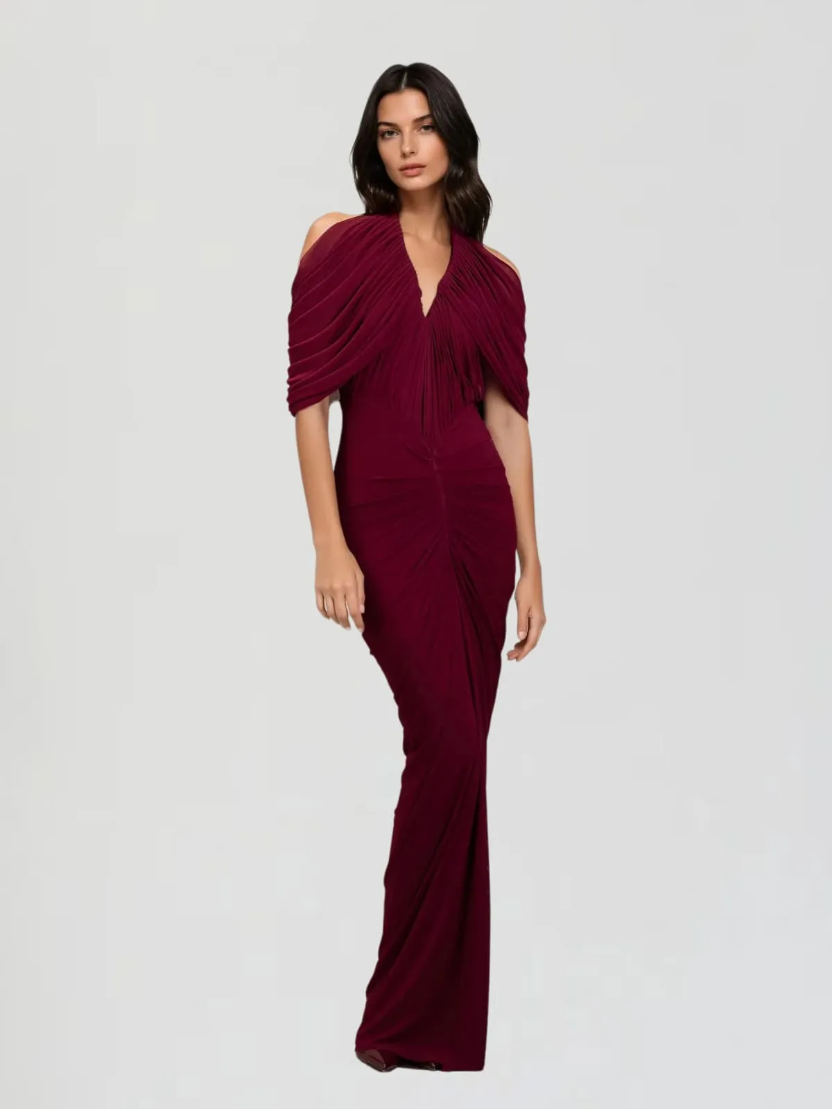 Lysara V Neck Ruched Maxi Dress sold by Mew Mews product image thumbnail 2