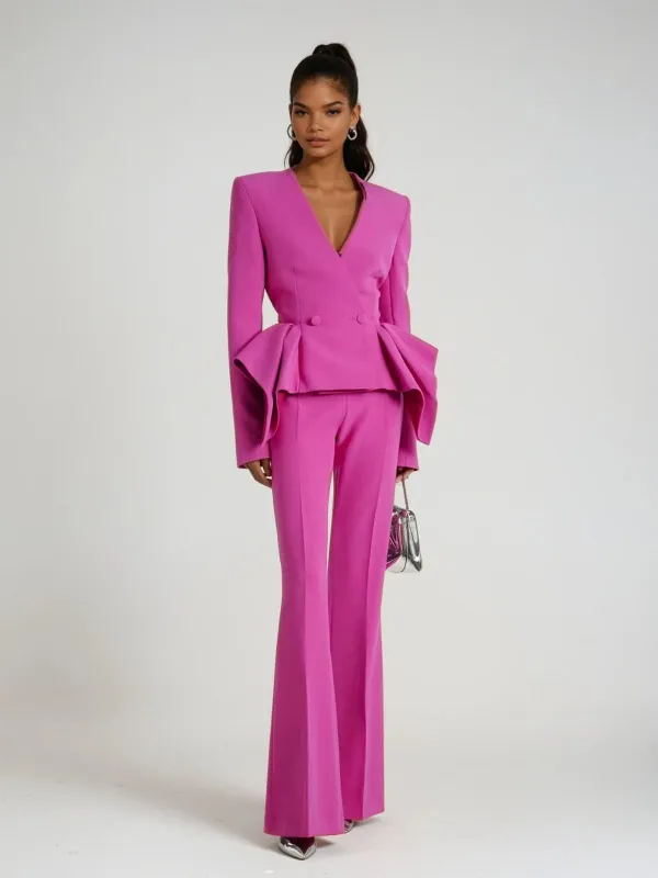 Bridgmanix V Neck Peplum Pants Set sold by Mew Mews