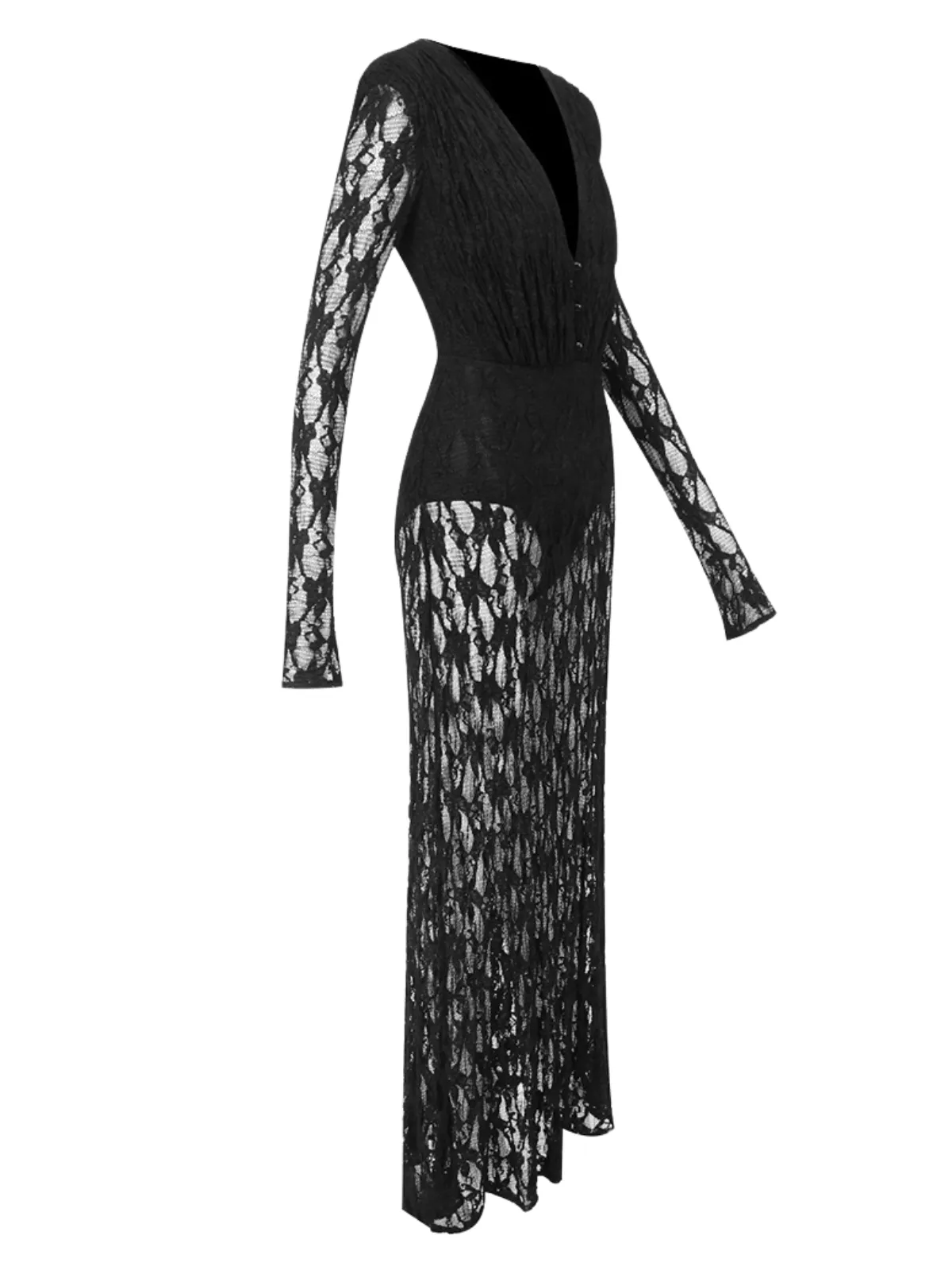 Mandelbrox Plunge Neck Lace Maxi Dress sold by Mew Mews product image thumbnail 5