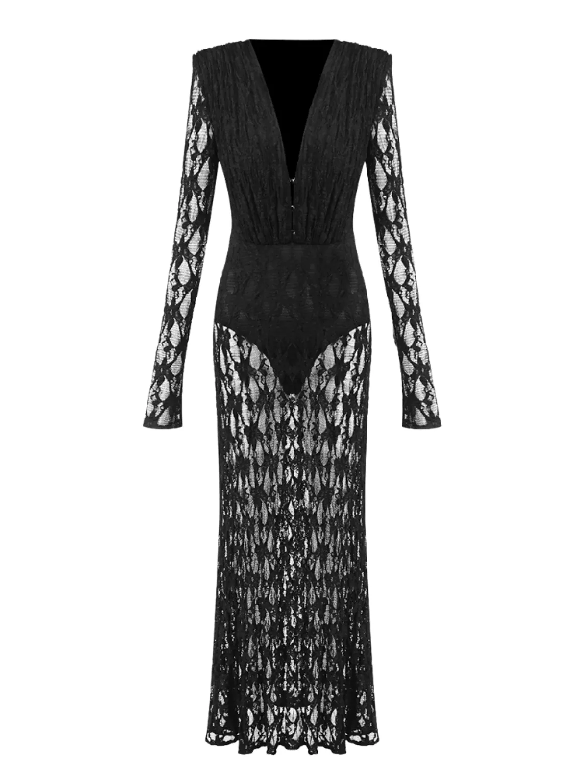 Mandelbrox Plunge Neck Lace Maxi Dress sold by Mew Mews product image thumbnail 4