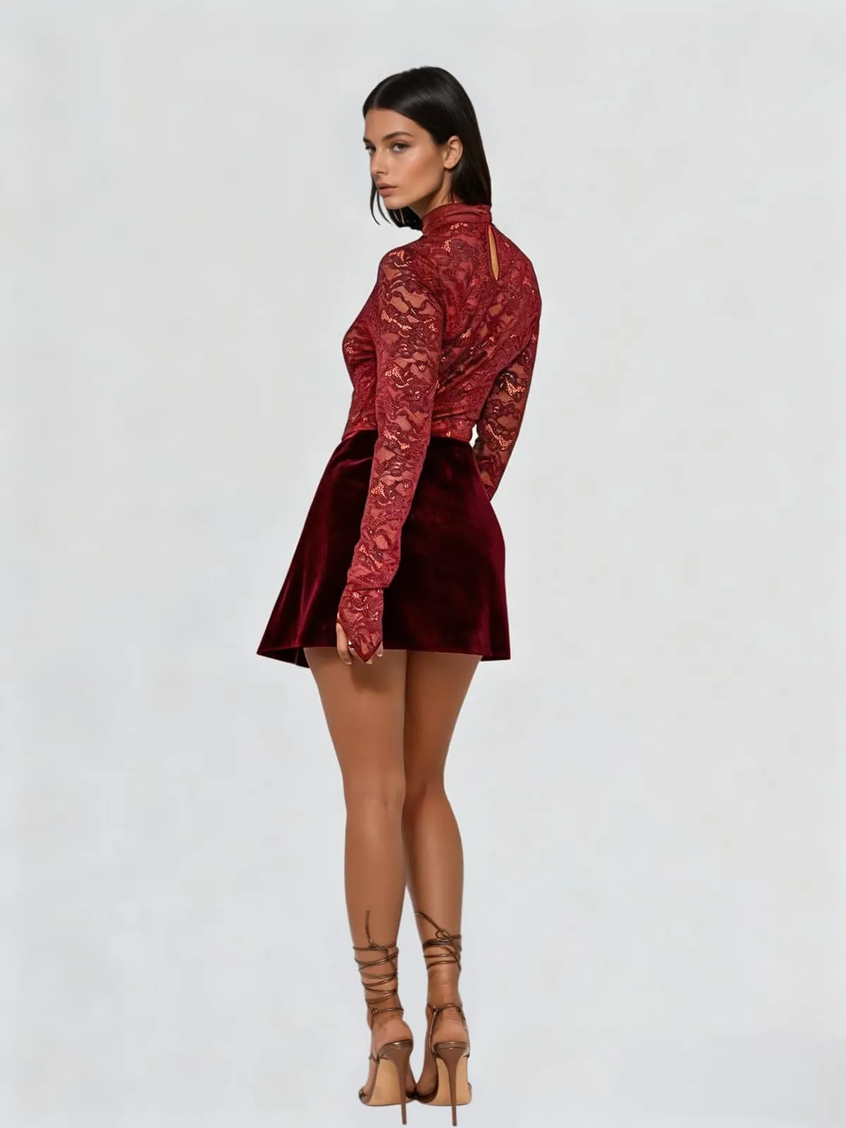 Nucleotar High Neck Lace Mini Dress sold by Mew Mews product image thumbnail 5
