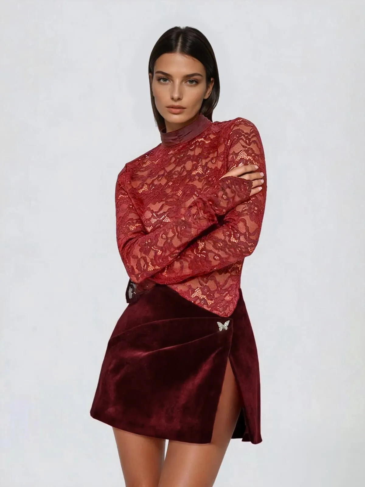 Nucleotar High Neck Lace Mini Dress sold by Mew Mews product image thumbnail 3
