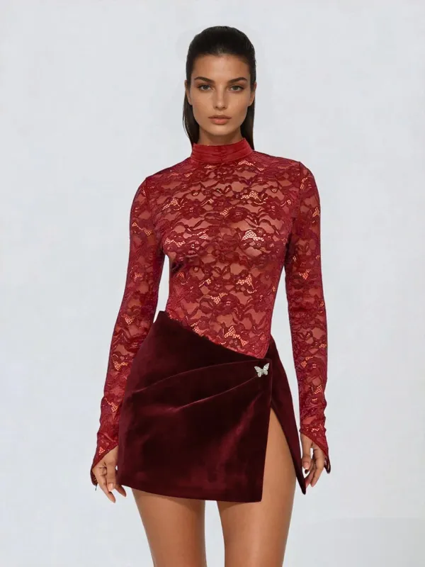 Nucleotar High Neck Lace Mini Dress sold by Mew Mews