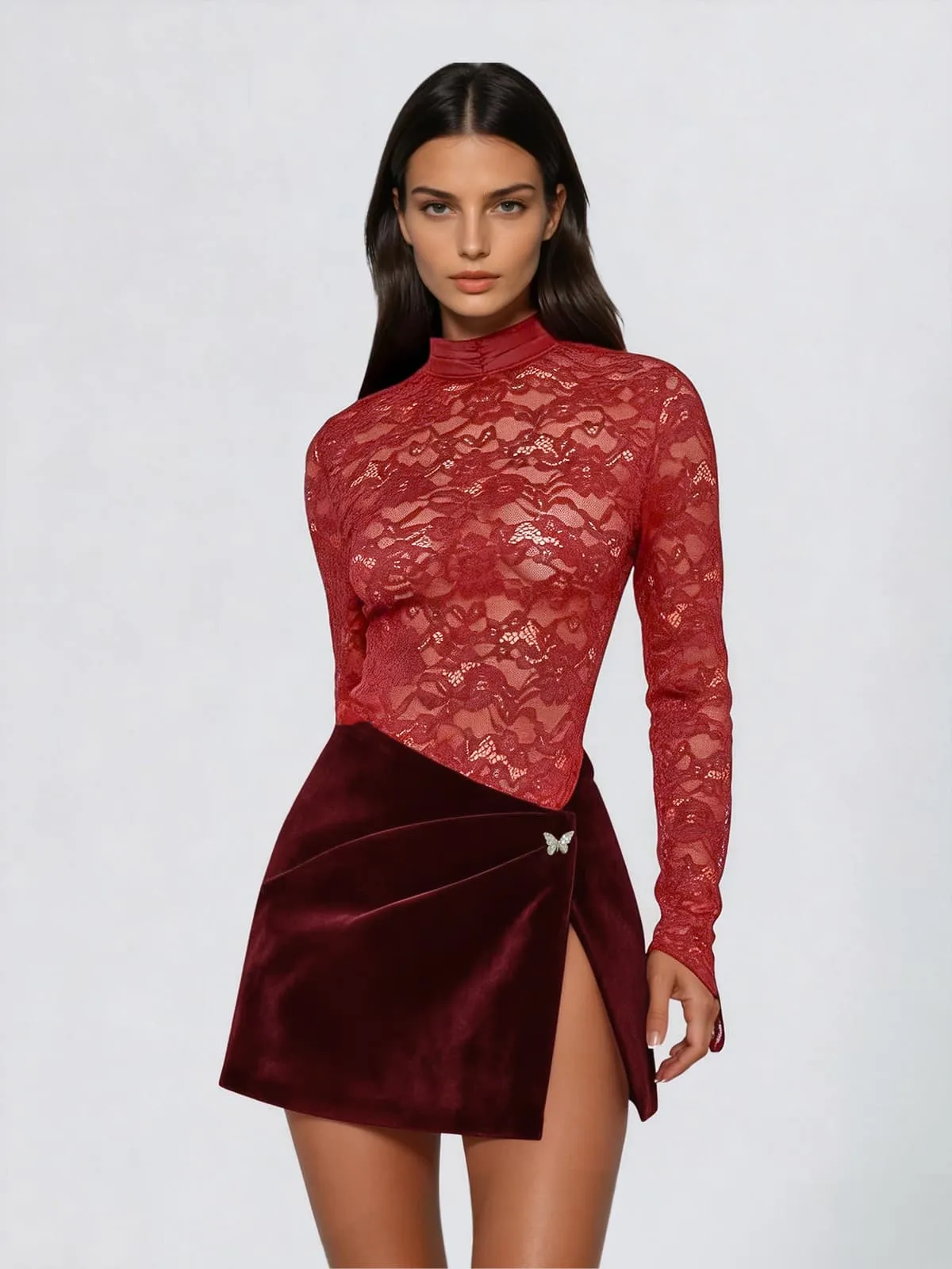 Nucleotar High Neck Lace Mini Dress sold by Mew Mews product image thumbnail 2