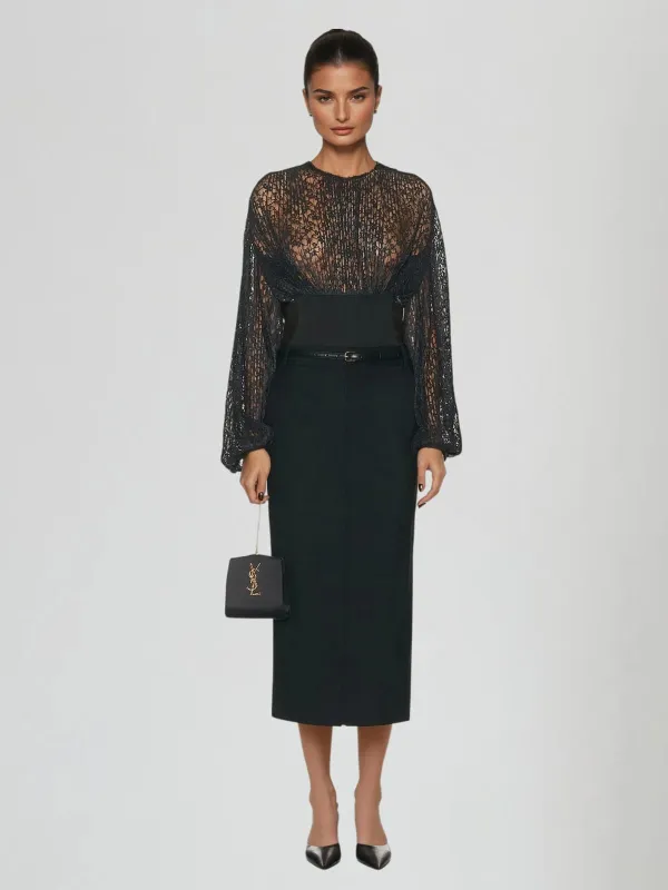 Phexia Long Sleeve Cutout Cropped Top made by Mew Mews