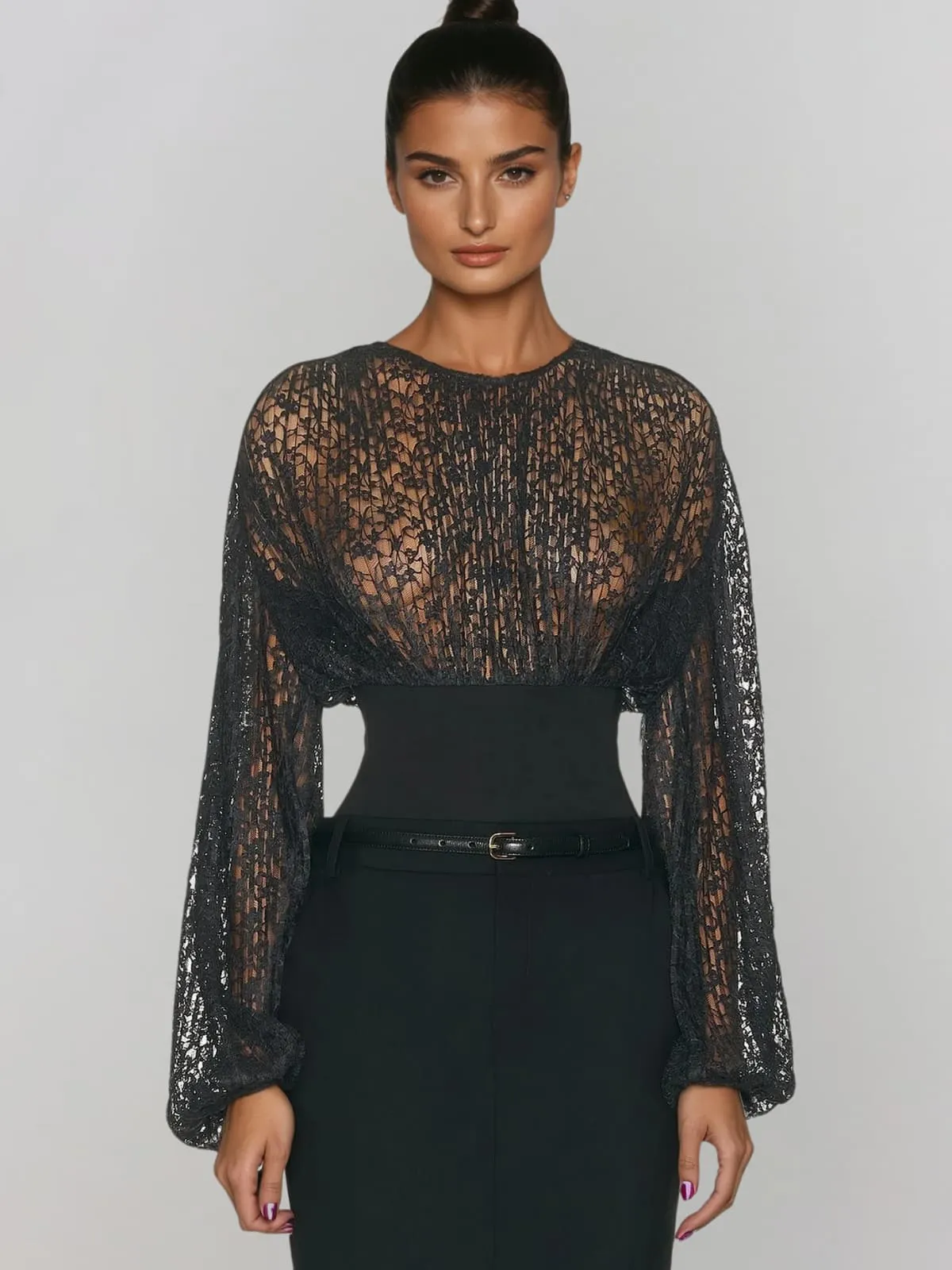 Phexia Long Sleeve Cutout Cropped Top sold by Mew Mews product image thumbnail 2