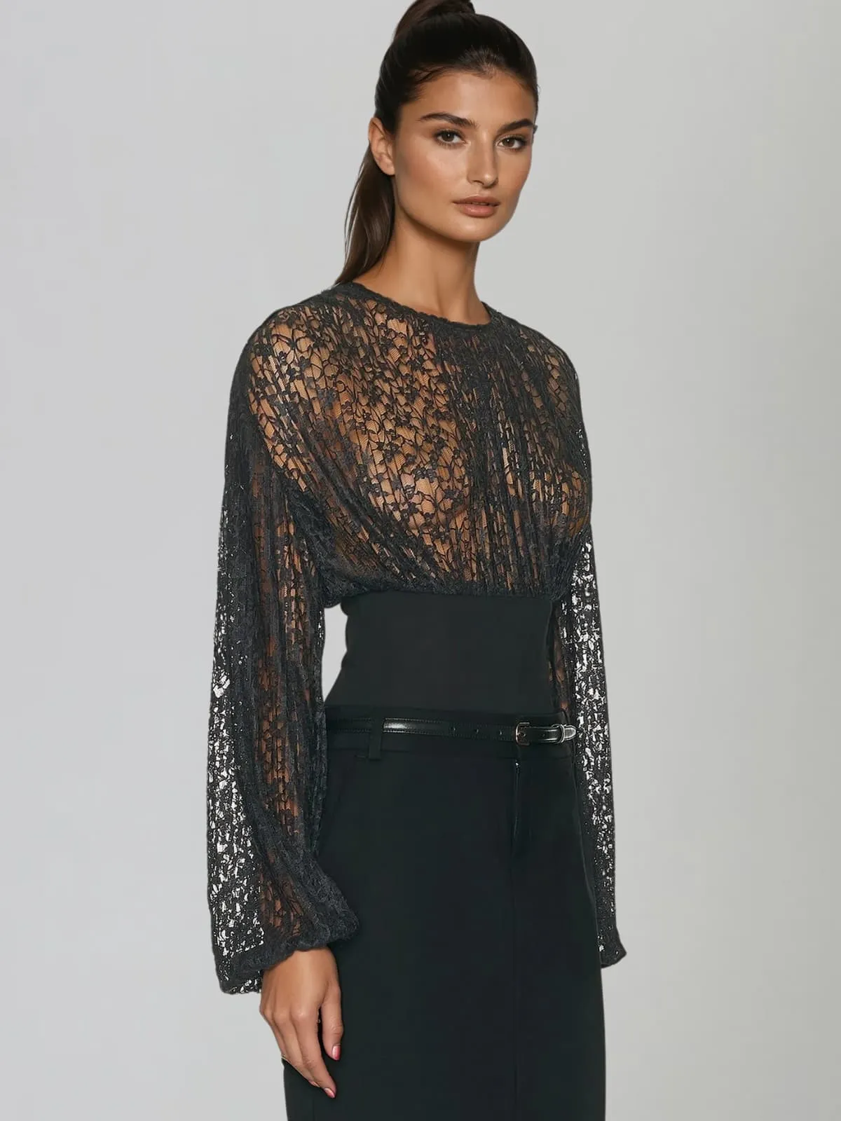 Phexia Long Sleeve Cutout Cropped Top sold by Mew Mews product image thumbnail 3
