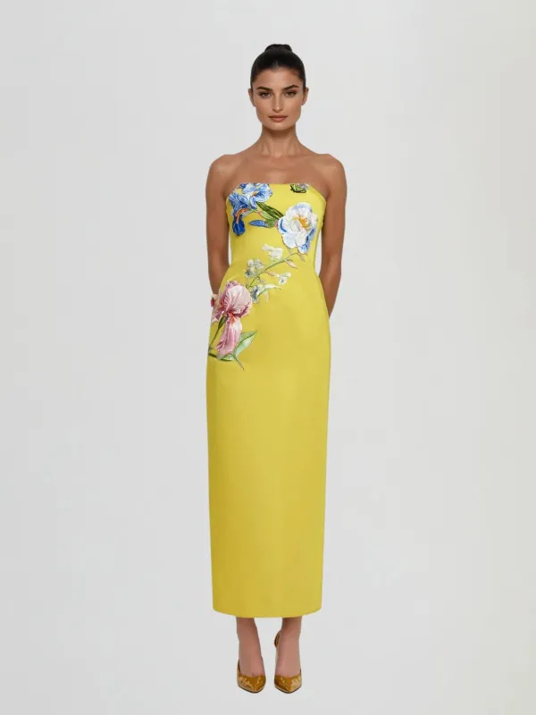 Pyrella Strapless Flower Maxi Dress sold by Mew Mews