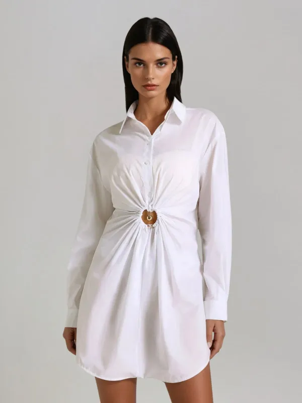 Orvella Folded Collar Shirt Mini Dress sold by Mew Mews