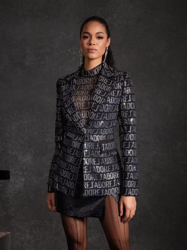 Behitha Lapel Rhinestone Blazer sold by Mew Mews