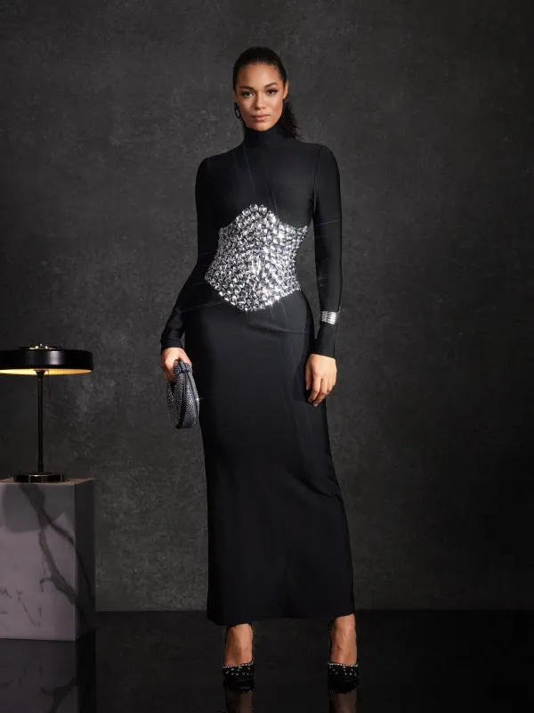 Bedros High Neck Crystal Bandage Dress sold by Mew Mews