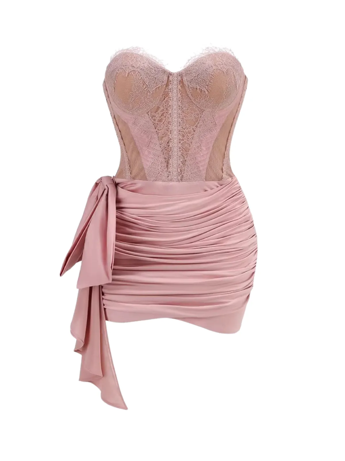 Ilyxon Strapless Bow Ruched Mini Dress sold by Mew Mews product image thumbnail 4
