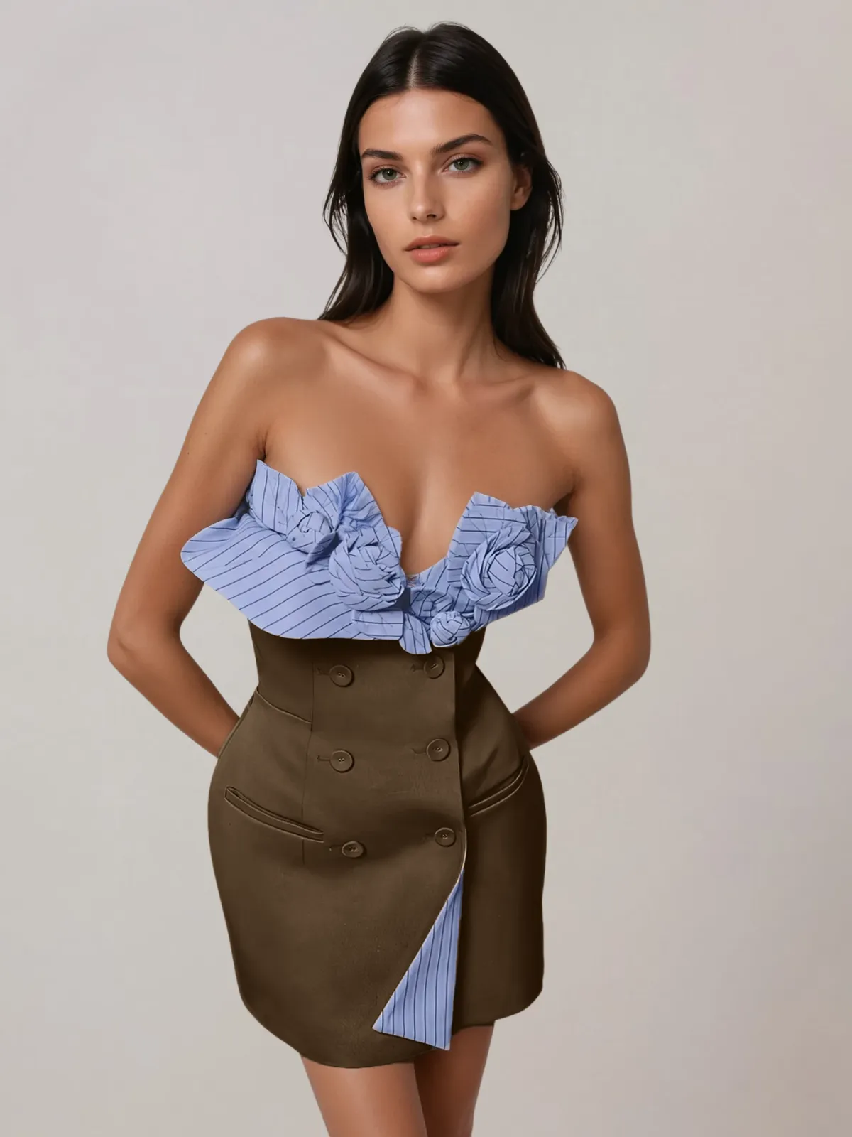 Gorlyn Strapless Flower Mini Dress sold by Mew Mews product image thumbnail 2