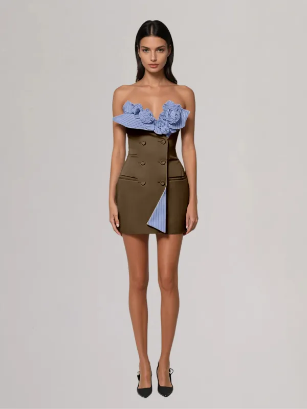 Gorlyn Strapless Flower Mini Dress sold by Mew Mews