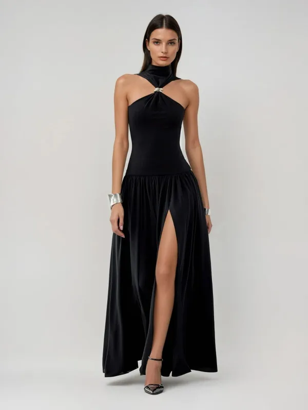 Fayrix Halterneck Split Maxi Dress sold by Mew Mews