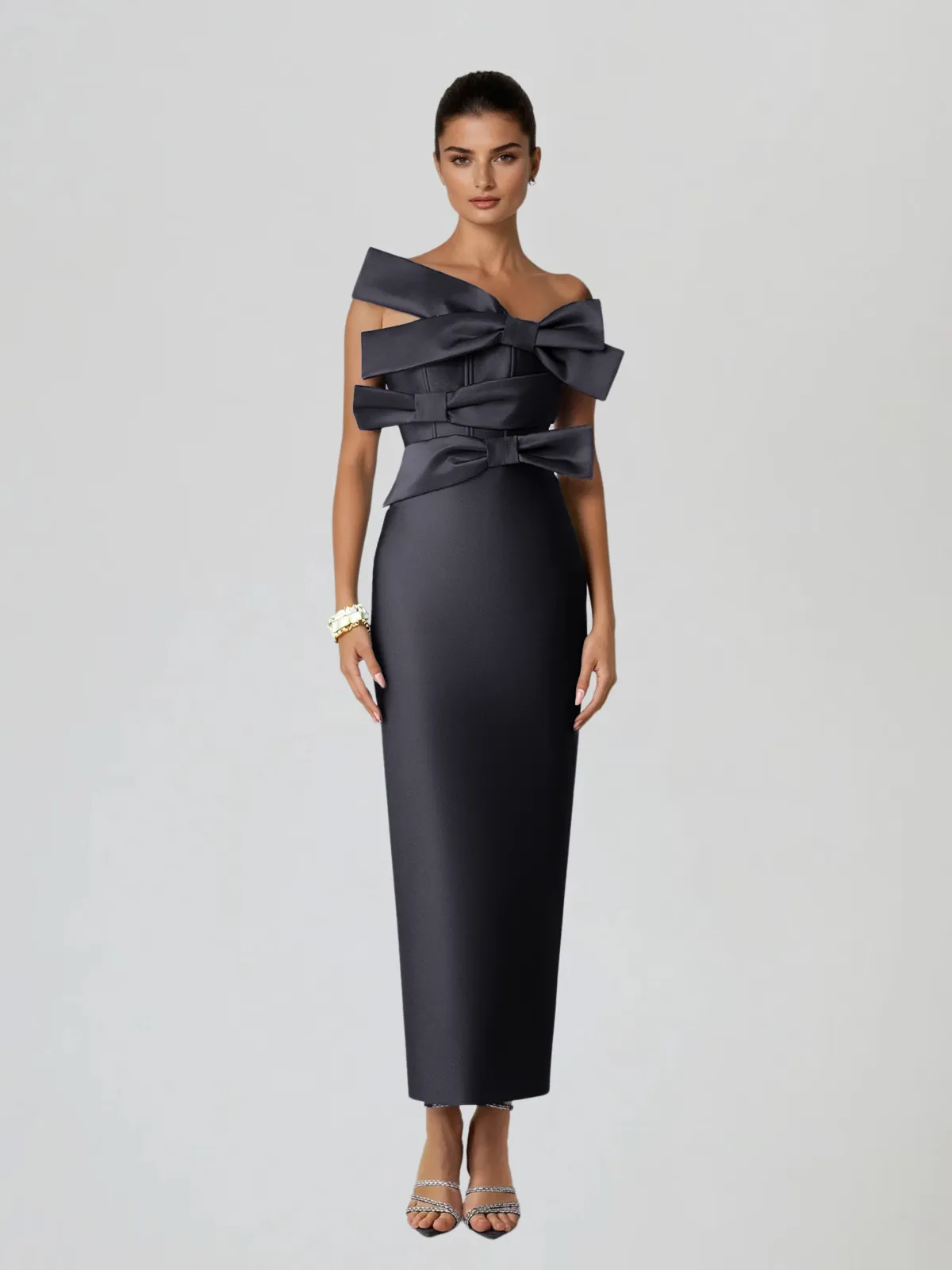 Drexyla Strapless Bow Bandage Maxi Dress sold by Mew Mews