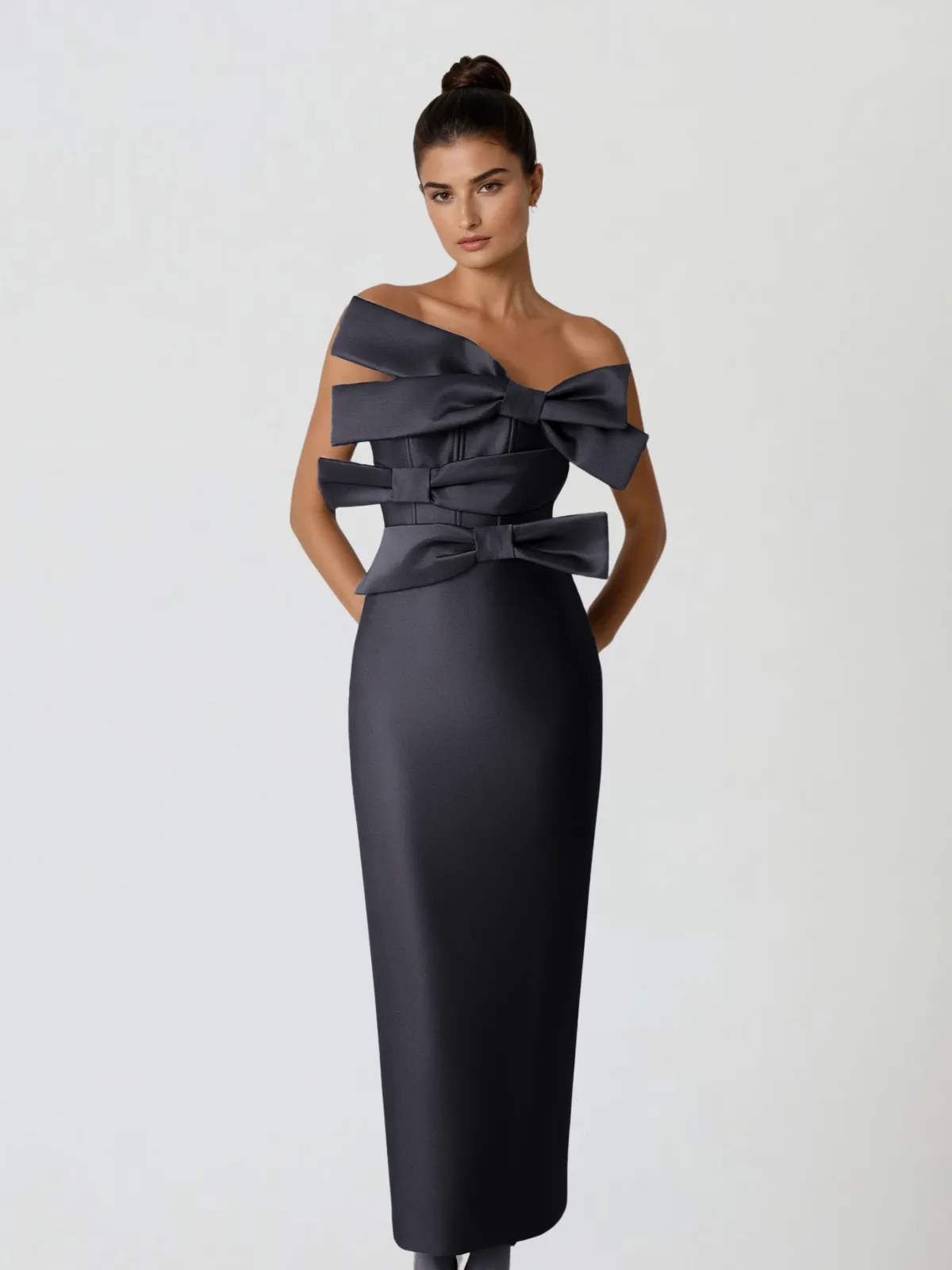 Drexyla Strapless Bow Bandage Maxi Dress sold by Mew Mews product image thumbnail 2