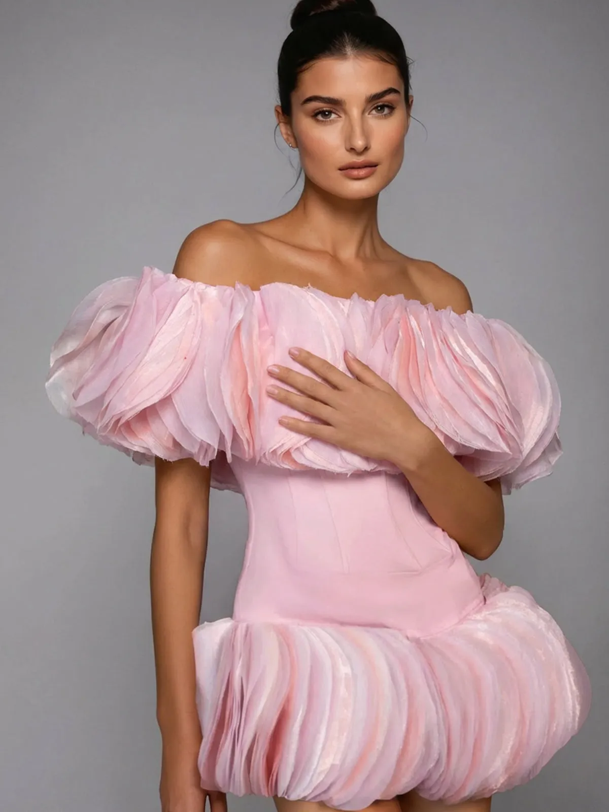 Lazeth Off Shoulder Tulle Mini Dress sold by Mew Mews product image thumbnail 3