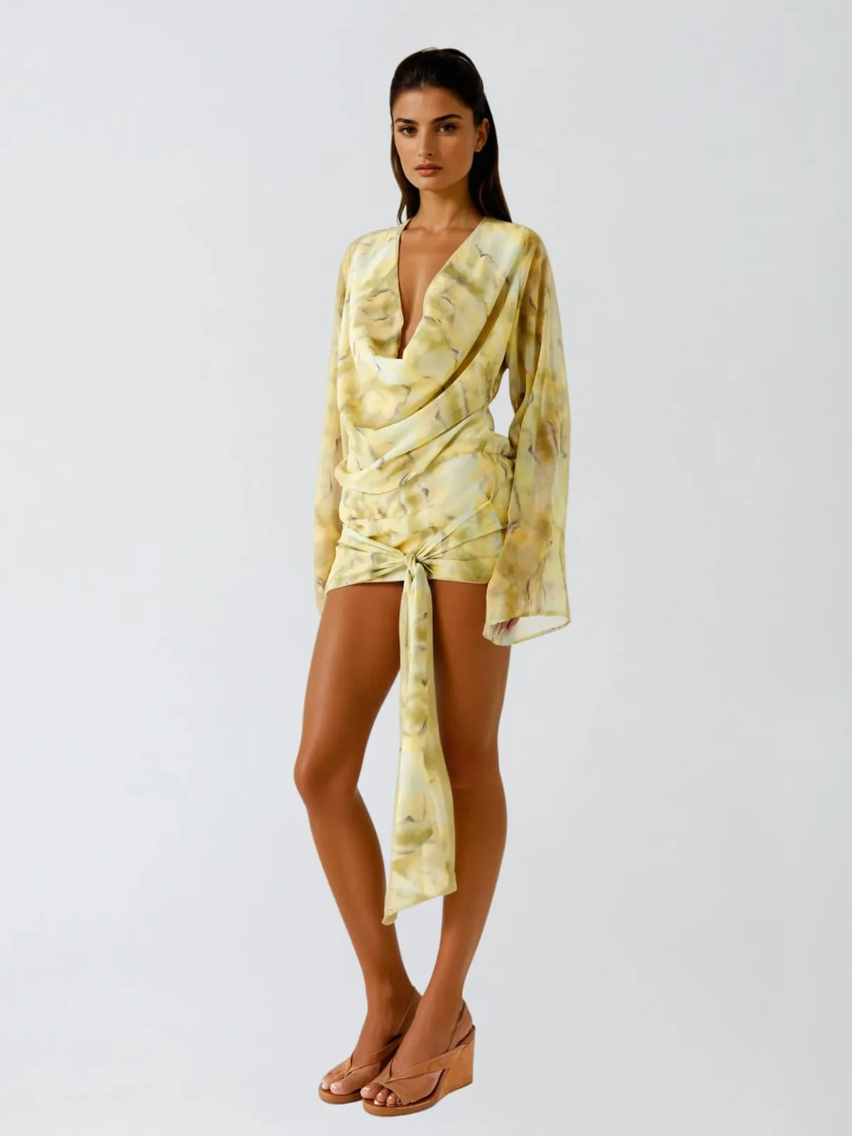 Jaxorin Cowl Neck Twisted Floral Mini Dress sold by Mew Mews product image thumbnail 2