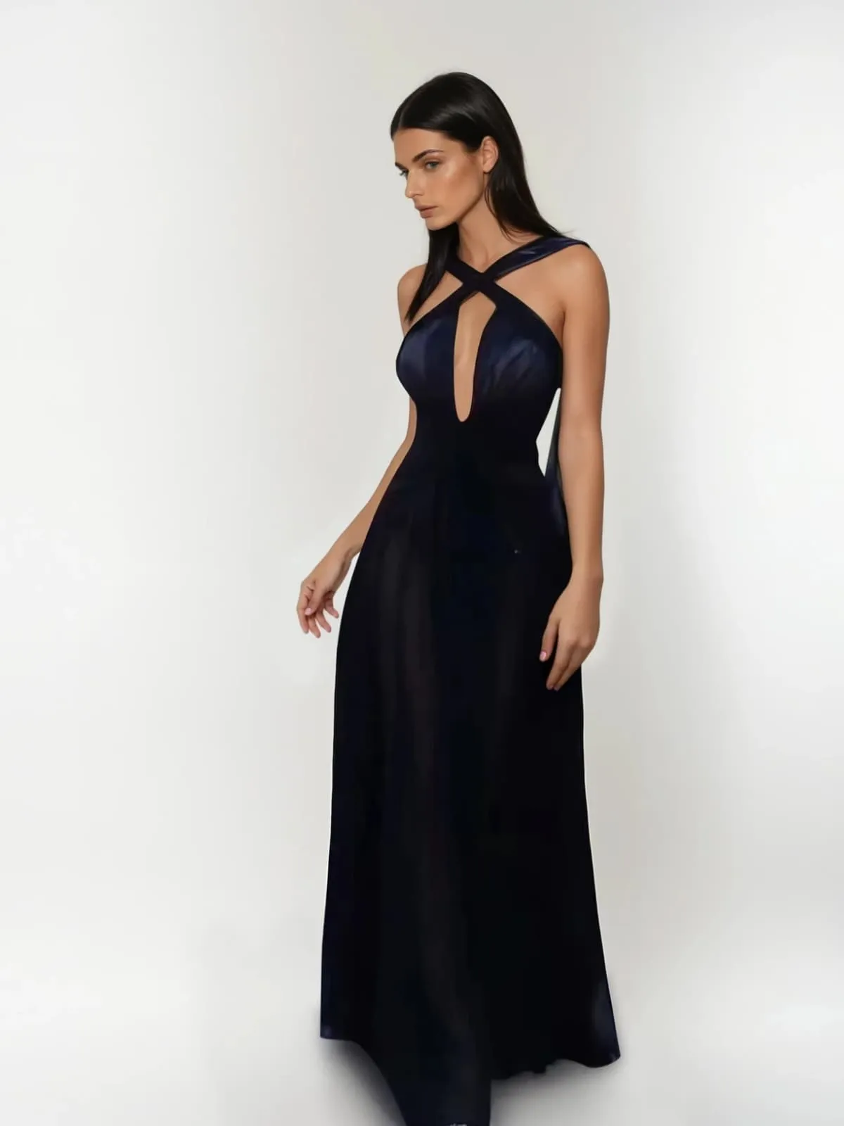 Eryvon Backless Draped Mesh Maxi Dress sold by Mew Mews product image thumbnail 3