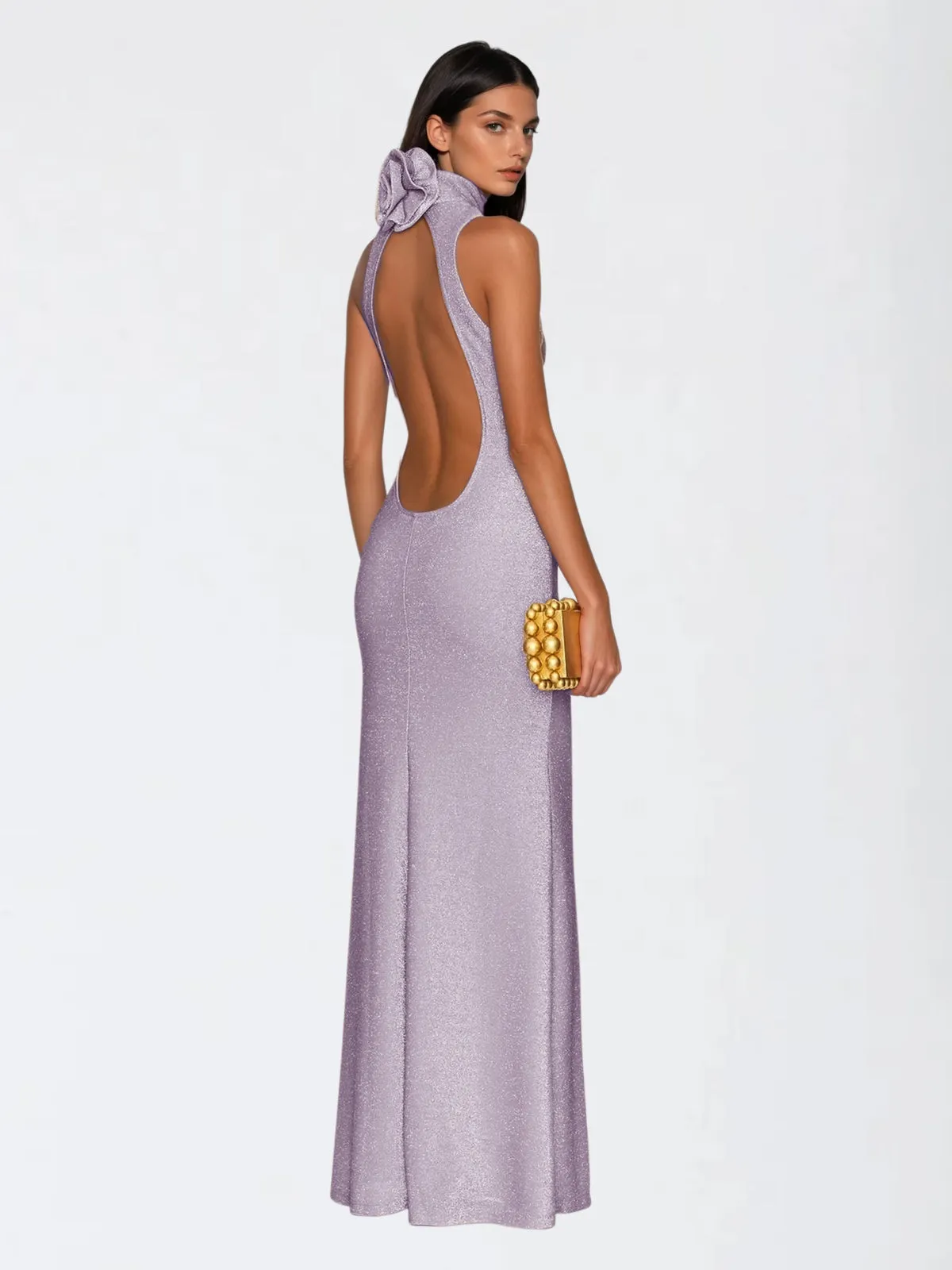 Praxiel Open Back Flower Glitter Maxi Dress sold by Mew Mews product image thumbnail 3