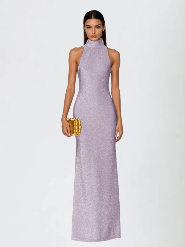 Praxiel Open Back Flower Glitter Maxi Dress made by Mew Mews