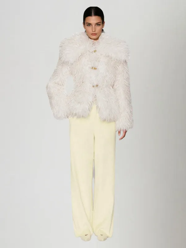 Oryxen Folded Collar Faux Fur Coat sold by Mew Mews