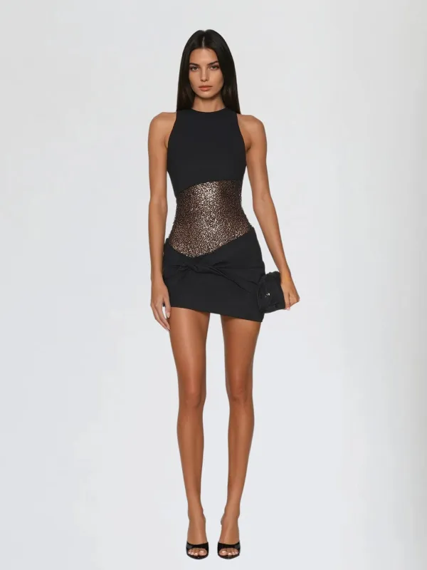 Sylvex Sleeveless Twisted Sequin Mini Dress sold by Mew Mews