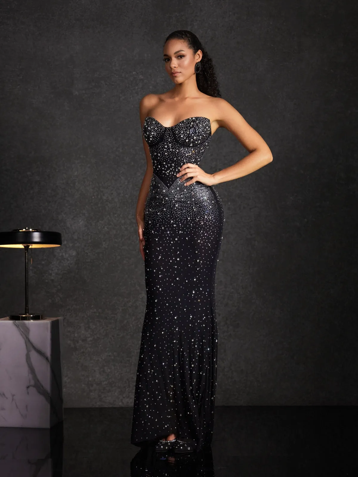Bedagi Strapless Rhinestone Maxi Dress sold by Mew Mews product image thumbnail 4