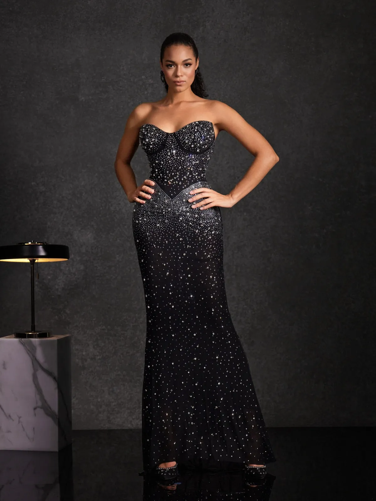 Bedagi Strapless Rhinestone Maxi Dress sold by Mew Mews
