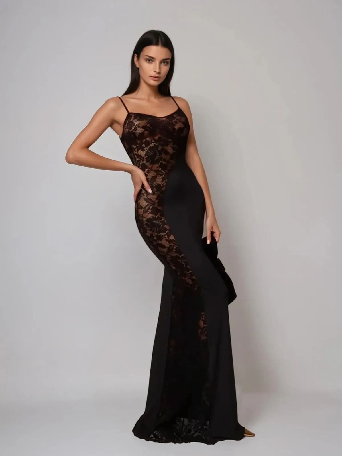 Zelqen Spaghetti Lace Maxi Dress sold by Mew Mews product image thumbnail 2
