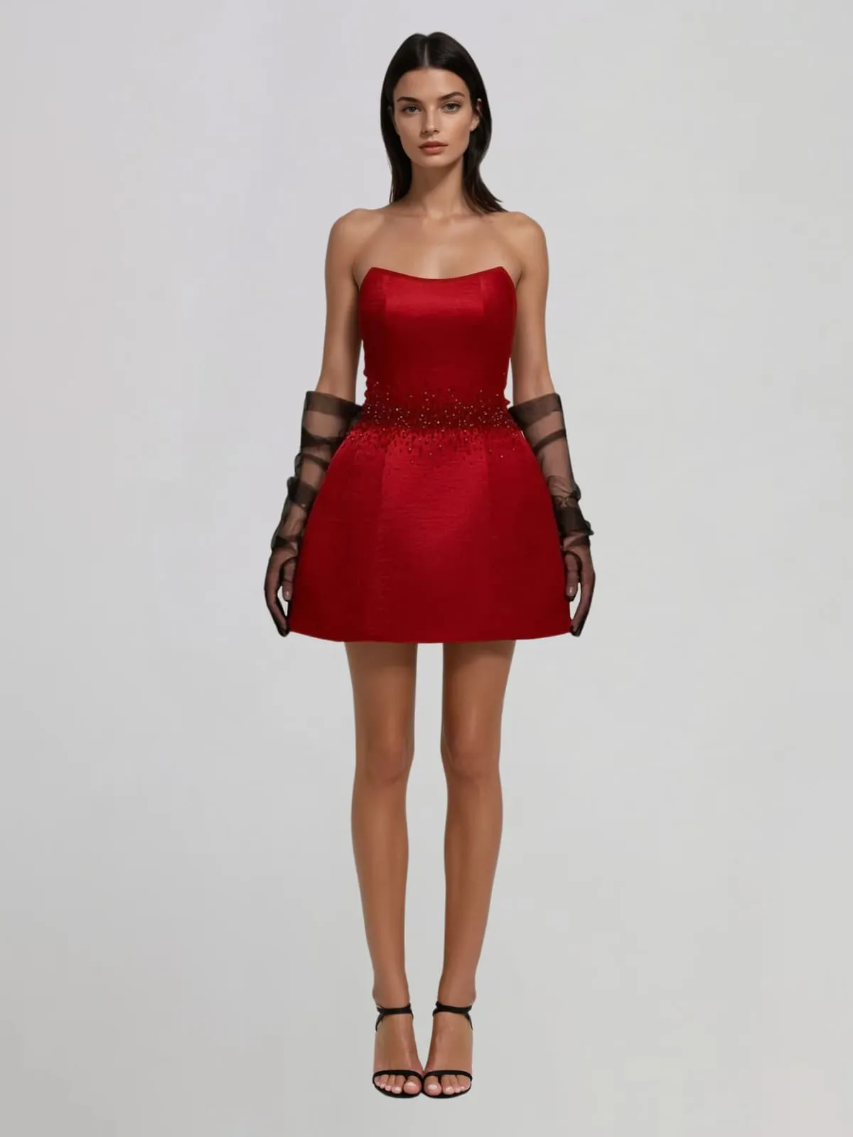 Lynqor Strapless Rhinestone Mini Dress sold by Mew Mews product image thumbnail 2
