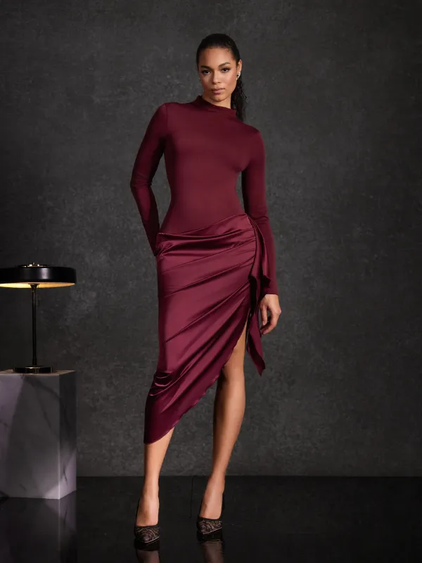 Majola Long Sleeve Ruched Midi Dress sold by Mew Mews