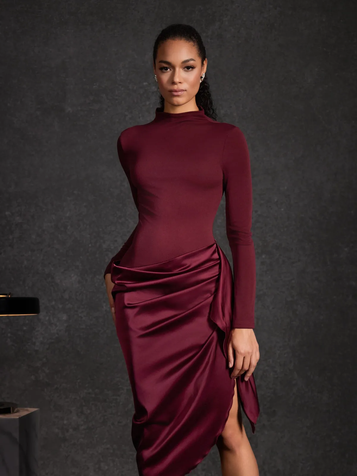 Majola Long Sleeve Ruched Midi Dress sold by Mew Mews product image thumbnail 3