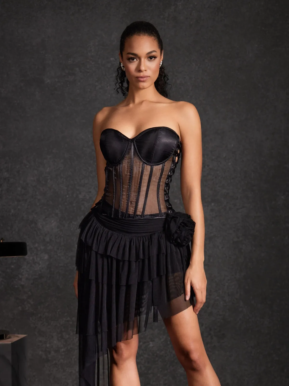 Cipher Strapless Lace Up Mesh Skirt Set sold by Mew Mews product image thumbnail 2