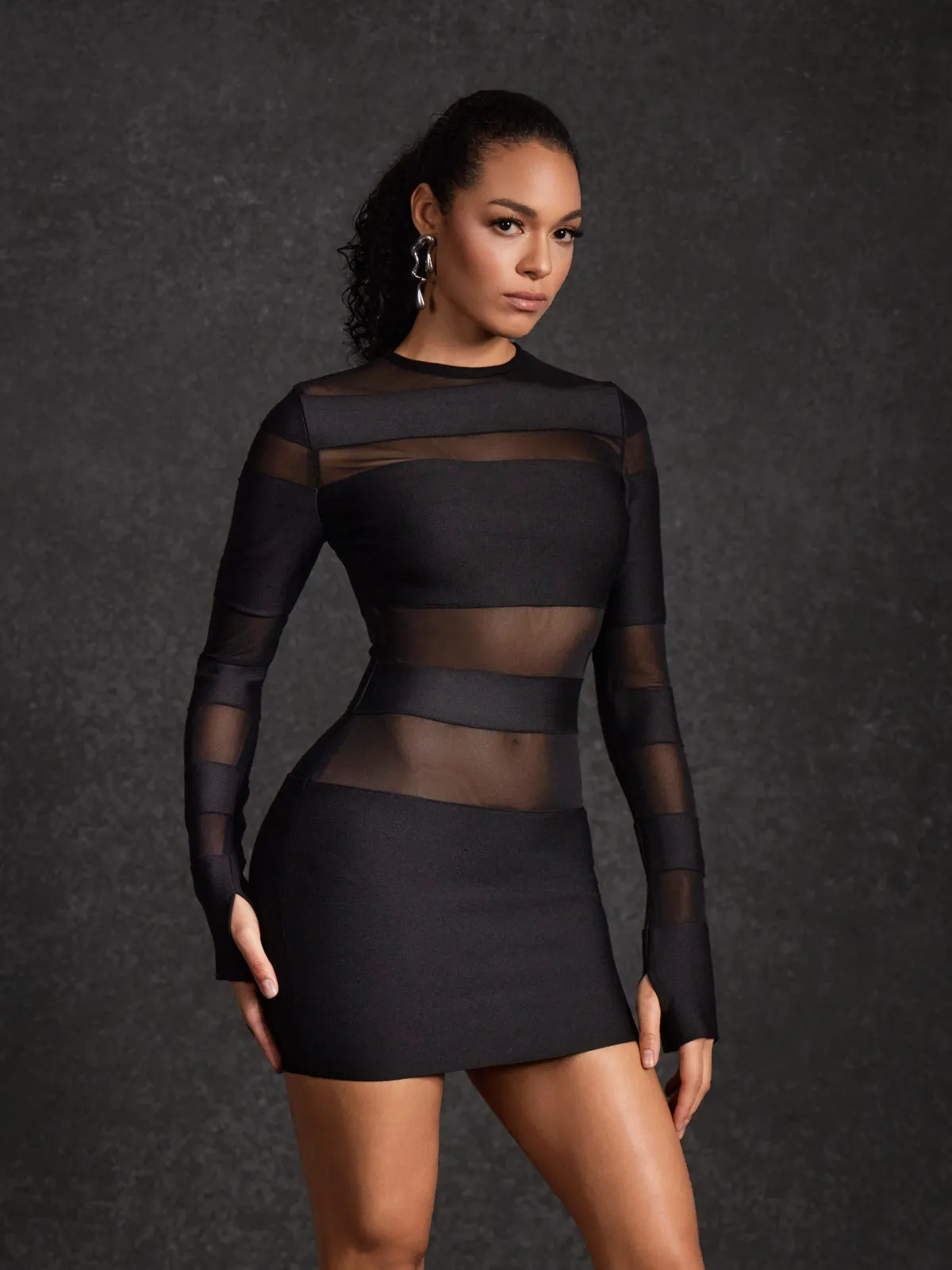 Velythar Long Sleeve Stripe Mini Dress sold by Mew Mews product image thumbnail 5