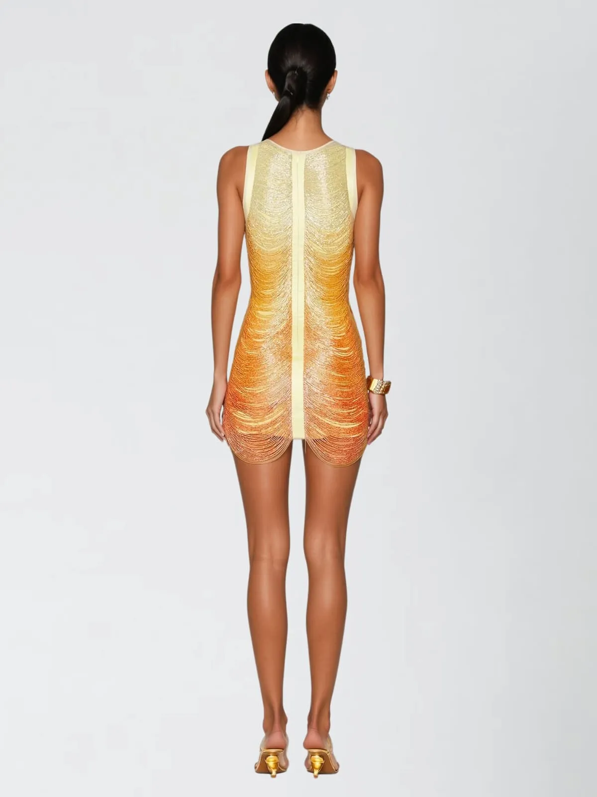 Gradient Sleeveless Fringe Bandage Mini Dress sold by Mew Mews product image thumbnail 3