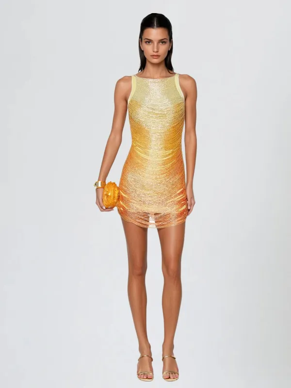 Gradient Sleeveless Fringe Bandage Mini Dress sold by Mew Mews