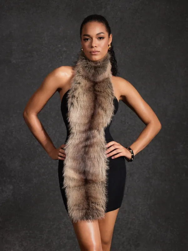 Hadeanix Halterneck Fur Mini Dress sold by Mew Mews