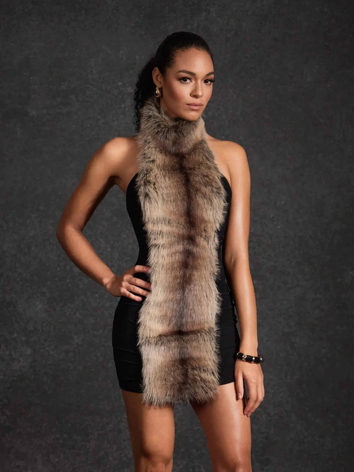 Hadeanix Halterneck Fur Mini Dress sold by Mew Mews product image thumbnail 3