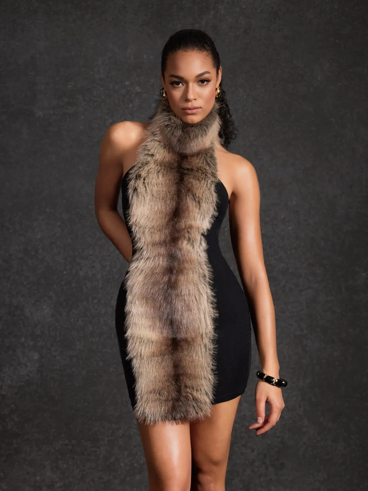 Hadeanix Halterneck Fur Mini Dress sold by Mew Mews product image thumbnail 5