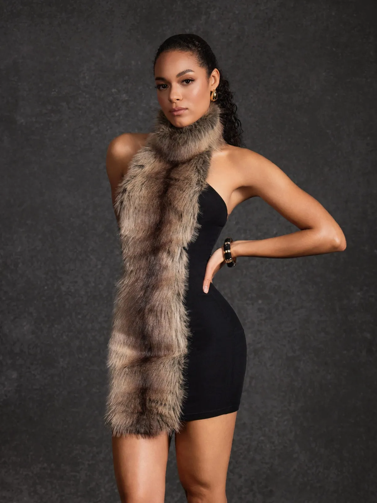 Hadeanix Halterneck Fur Mini Dress sold by Mew Mews product image thumbnail 2