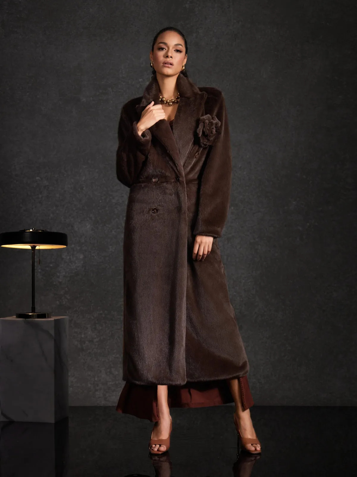 Belay Faux Fur Flower Coat sold by Mew Mews