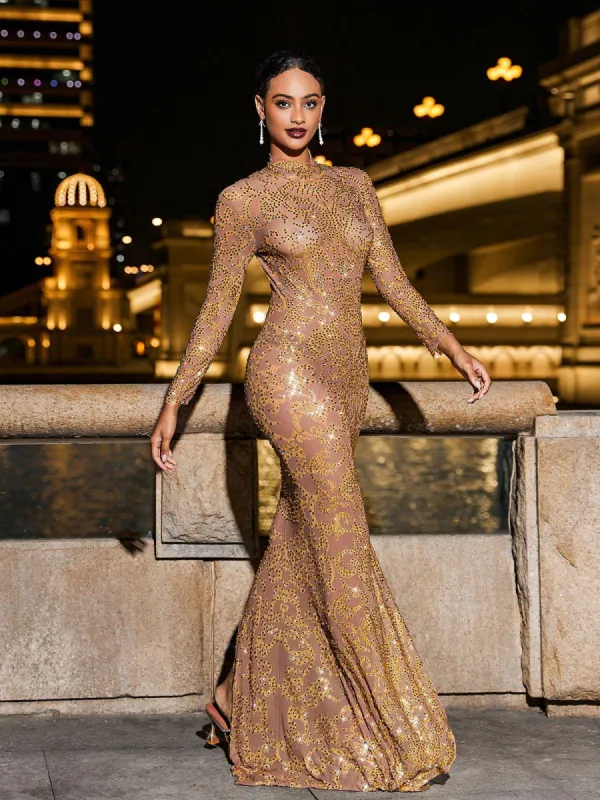 Horton Floral Rhinestone Mesh Maxi Dress sold by Mew Mews