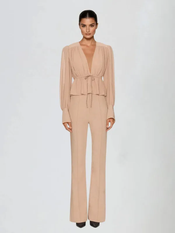 Ulvira Plunge Neck Ruffle Top made by Mew Mews