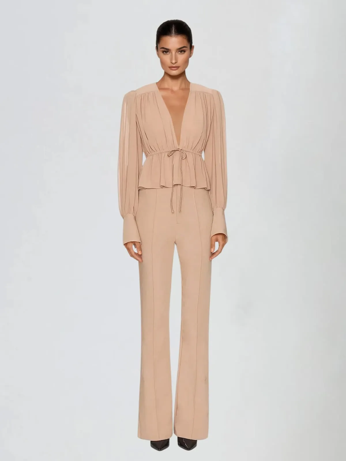 Ulvira Plunge Neck Ruffle Top sold by Mew Mews