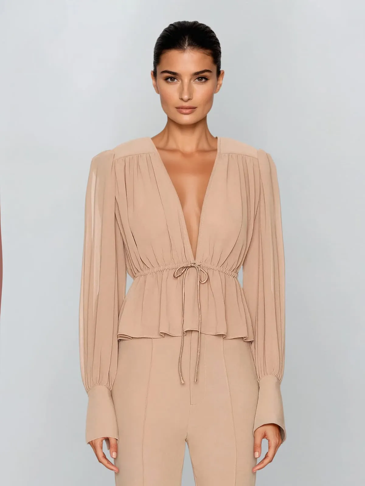 Ulvira Plunge Neck Ruffle Top sold by Mew Mews product image thumbnail 2