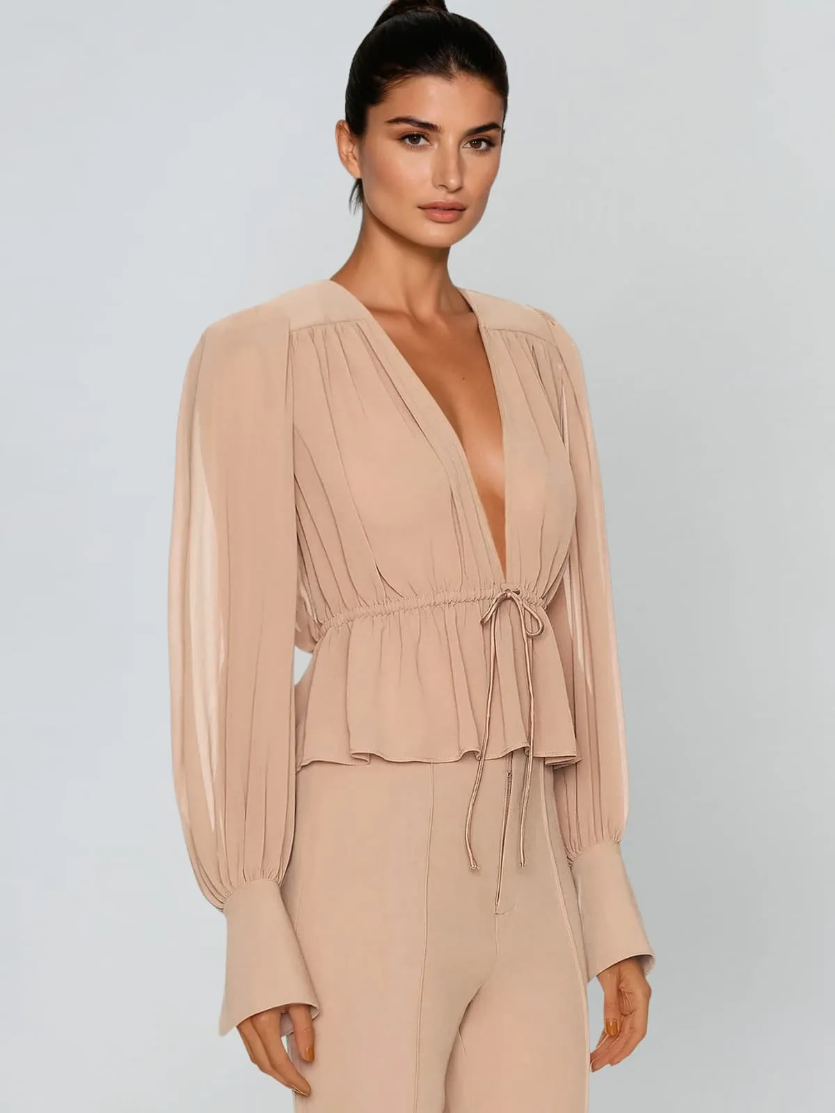 Ulvira Plunge Neck Ruffle Top sold by Mew Mews product image thumbnail 3