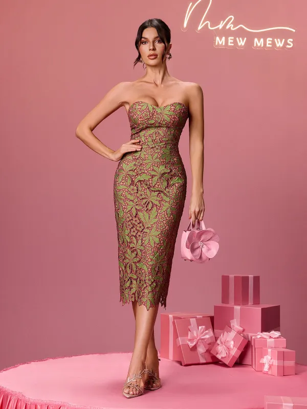 Bracha Strapless Floral Midi Dress sold by Mew Mews