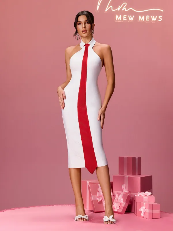 Boleslawa Halterneck Bandage Midi Dress made by Mew Mews